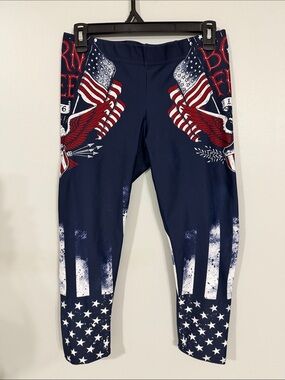Navy GEARBUNCH Patriotic Flag Leggings with Eagle and American Flag Graphic